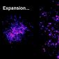 A simulation of the expansion of the universe.